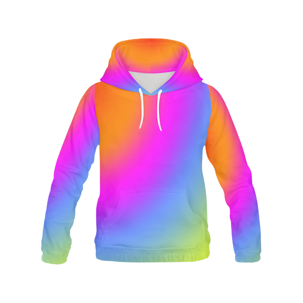 Radial Gradients Red Orange Pink Blue Green All Over Print Hoodie for Women (USA Size) (Model H13)
