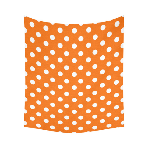 Orange Polka Dots Cotton Linen Wall Tapestry 60"x 51"