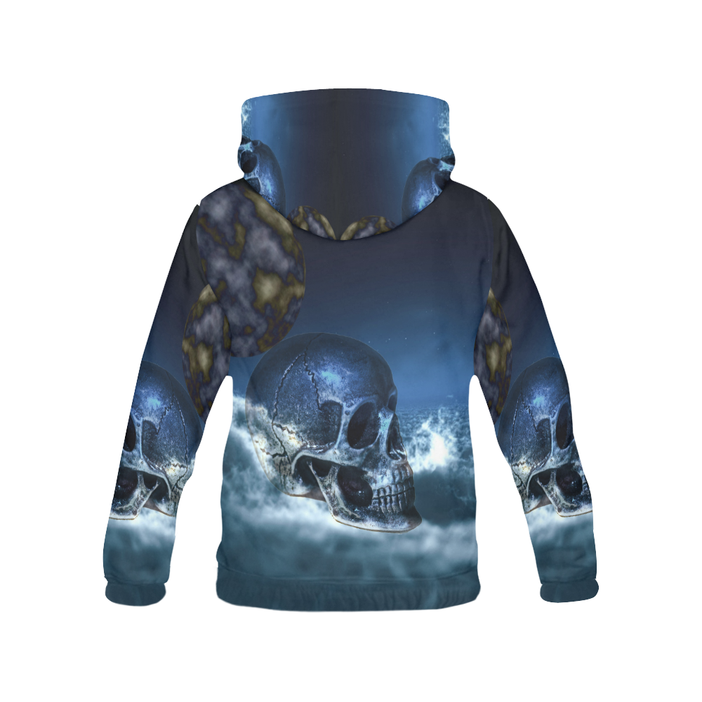 Skull and Moon All Over Print Hoodie for Women (USA Size) (Model H13)