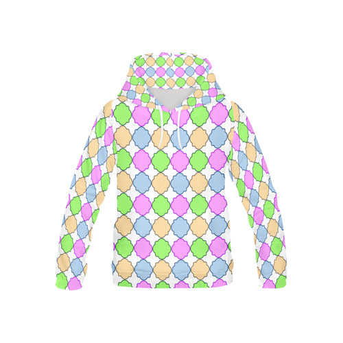 Bright Pastel Geometric Quatrefoil All Over Print Hoodie for Kid (USA Size) (Model H13)