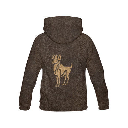 Leather-Look Zodiac Aries All Over Print Hoodie for Men (USA Size) (Model H13)