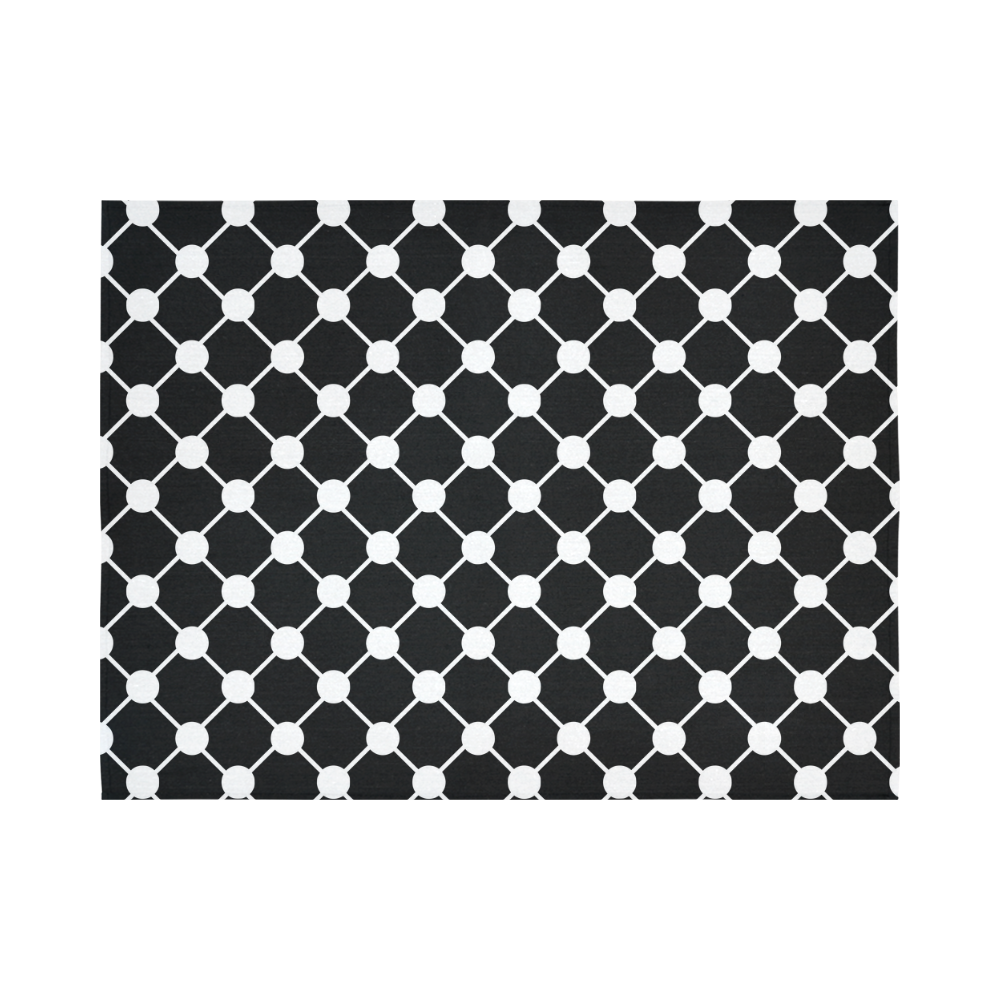 Black and White Trellis Dots Cotton Linen Wall Tapestry 80"x 60"