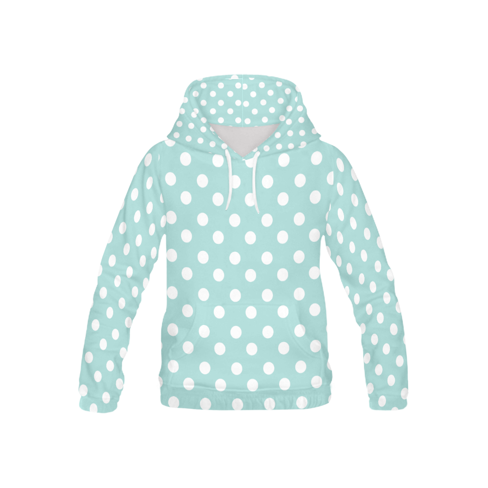 Light Blue Polka Dots All Over Print Hoodie for Kid (USA Size) (Model H13)