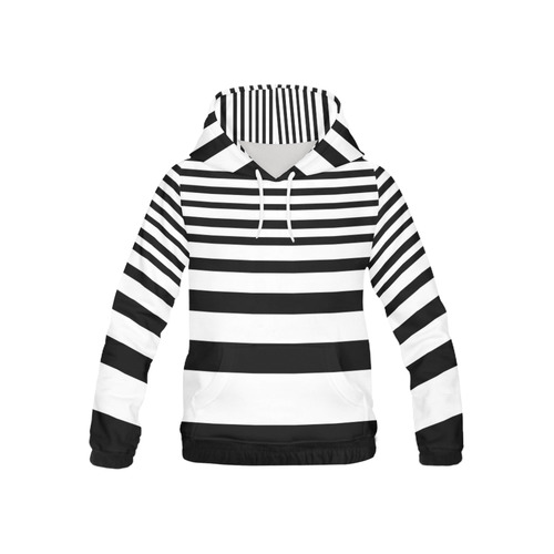 Black & White  Bars All Over Print Hoodie for Kid (USA Size) (Model H13)