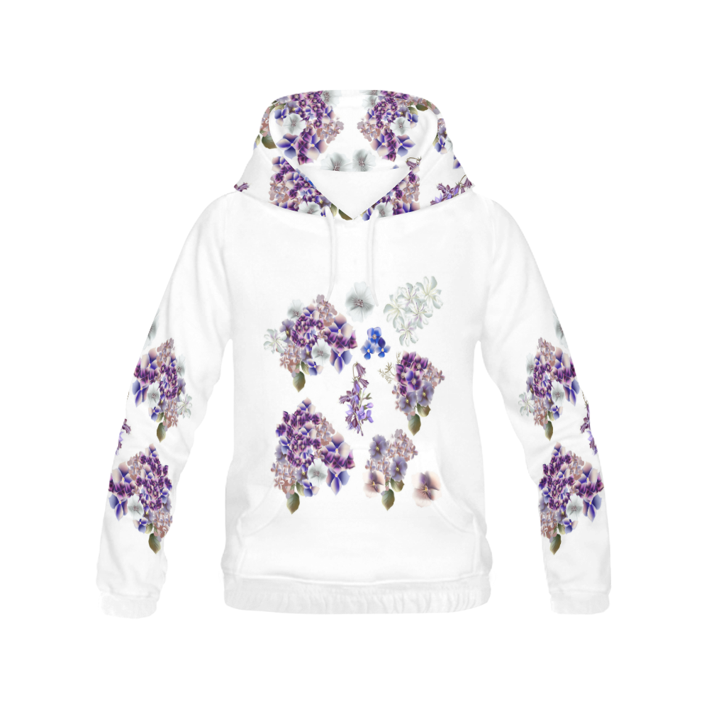 ALL OVER PRINT HOODIE : Folk flowers All Over Print Hoodie for Women (USA Size) (Model H13)