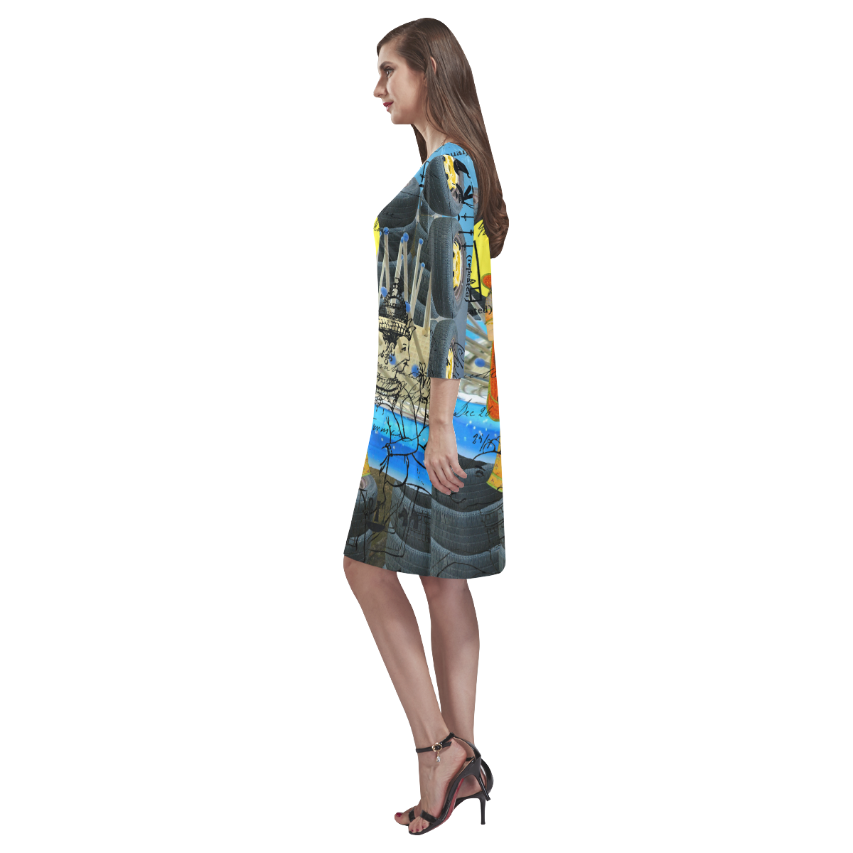 1, 2, 3 V Rhea Loose Round Neck Dress(Model D22)