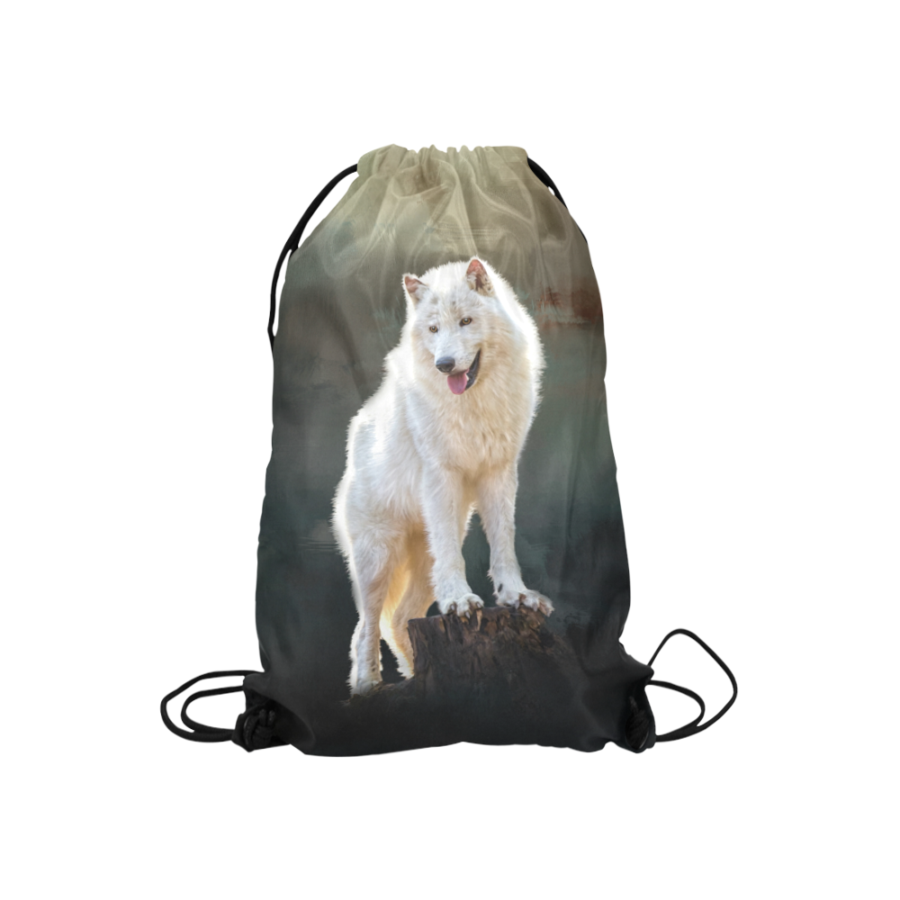 A wonderful painted arctic wolf Small Drawstring Bag Model 1604 (Twin Sides) 11"(W) * 17.7"(H)
