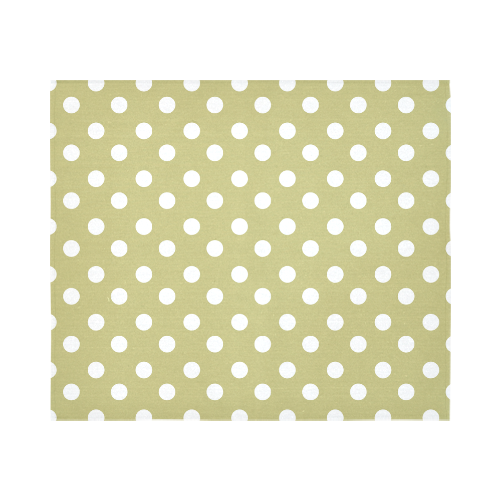 Olive Polka Dots Cotton Linen Wall Tapestry 60"x 51"