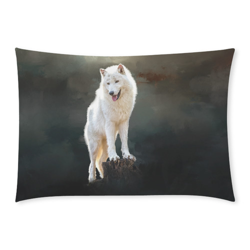 A wonderful painted arctic wolf Custom Rectangle Pillow Case 20x30 (One Side)