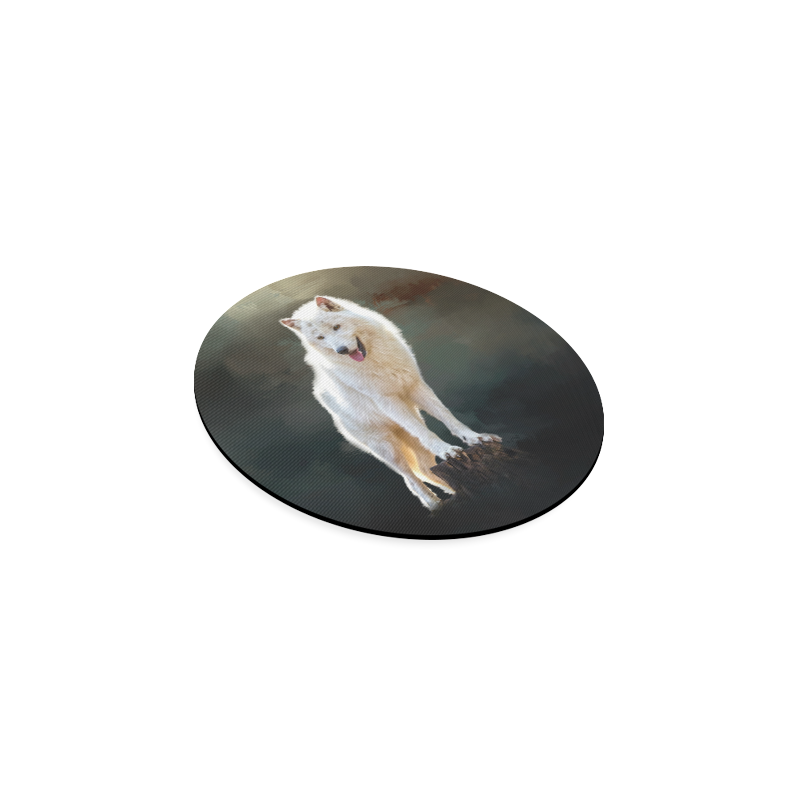 A wonderful painted arctic wolf Round Coaster