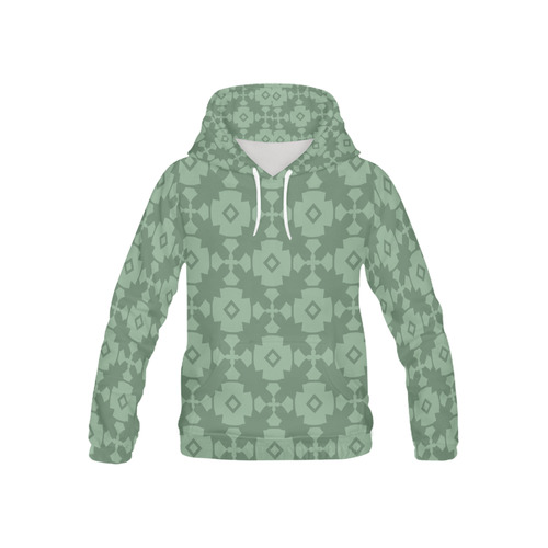 Green Geometric Tile Pattern All Over Print Hoodie for Kid (USA Size) (Model H13)