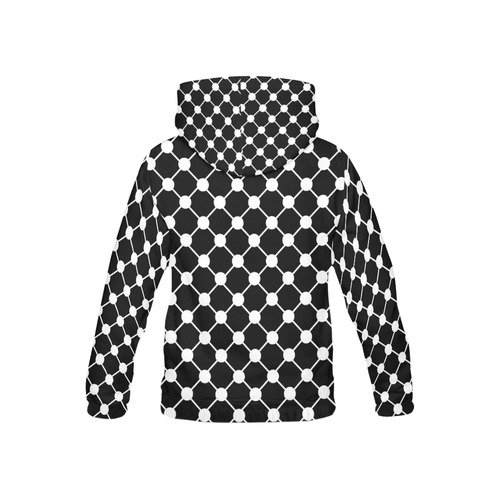 Black and White Trellis Dots All Over Print Hoodie for Kid (USA Size) (Model H13)