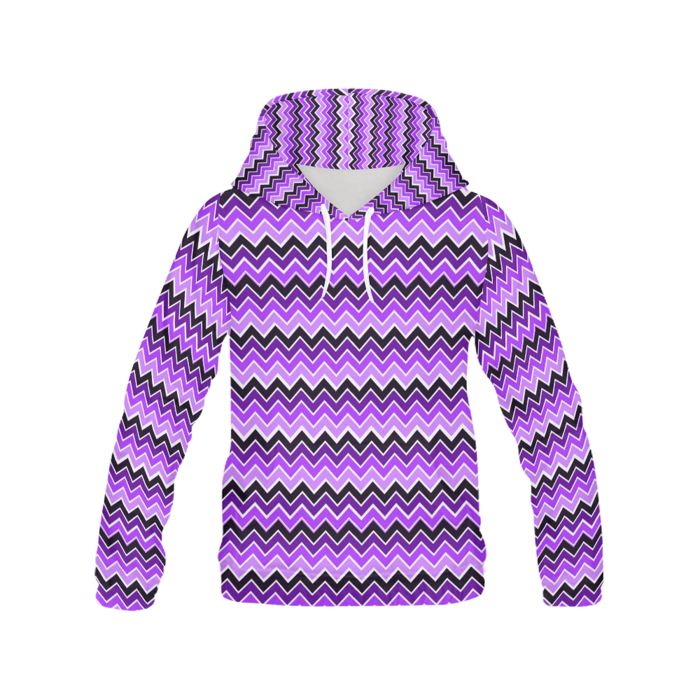 Purple Chevrons All Over Print Hoodie for Women (USA Size) (Model H13)