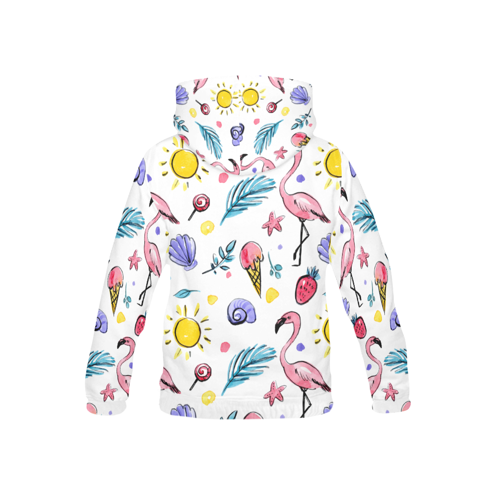 Hand Drawn Watercolor Flamingos All Over Print Hoodie for Kid (USA Size) (Model H13)