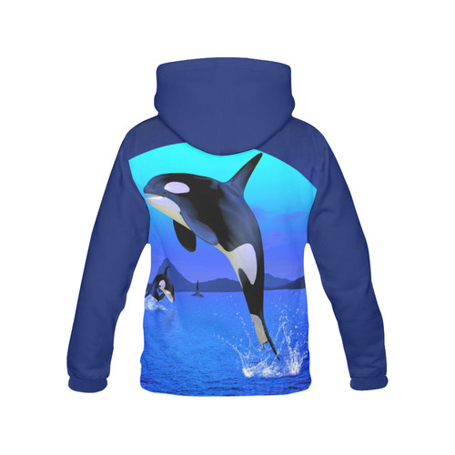 A Orca Whale Enjoy The Freedom All Over Print Hoodie for Women (USA Size) (Model H13)
