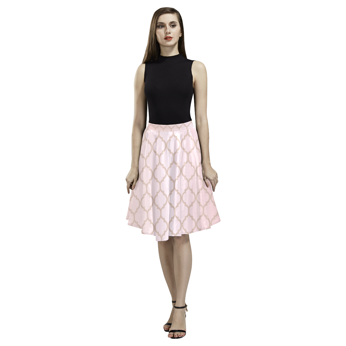 "Pretty in Pink" Melete Pleated Midi Skirt (Model D15)