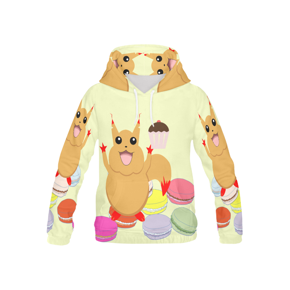 Kawaii Squirrel And Cakes All Over Print Hoodie for Kid (USA Size) (Model H13)