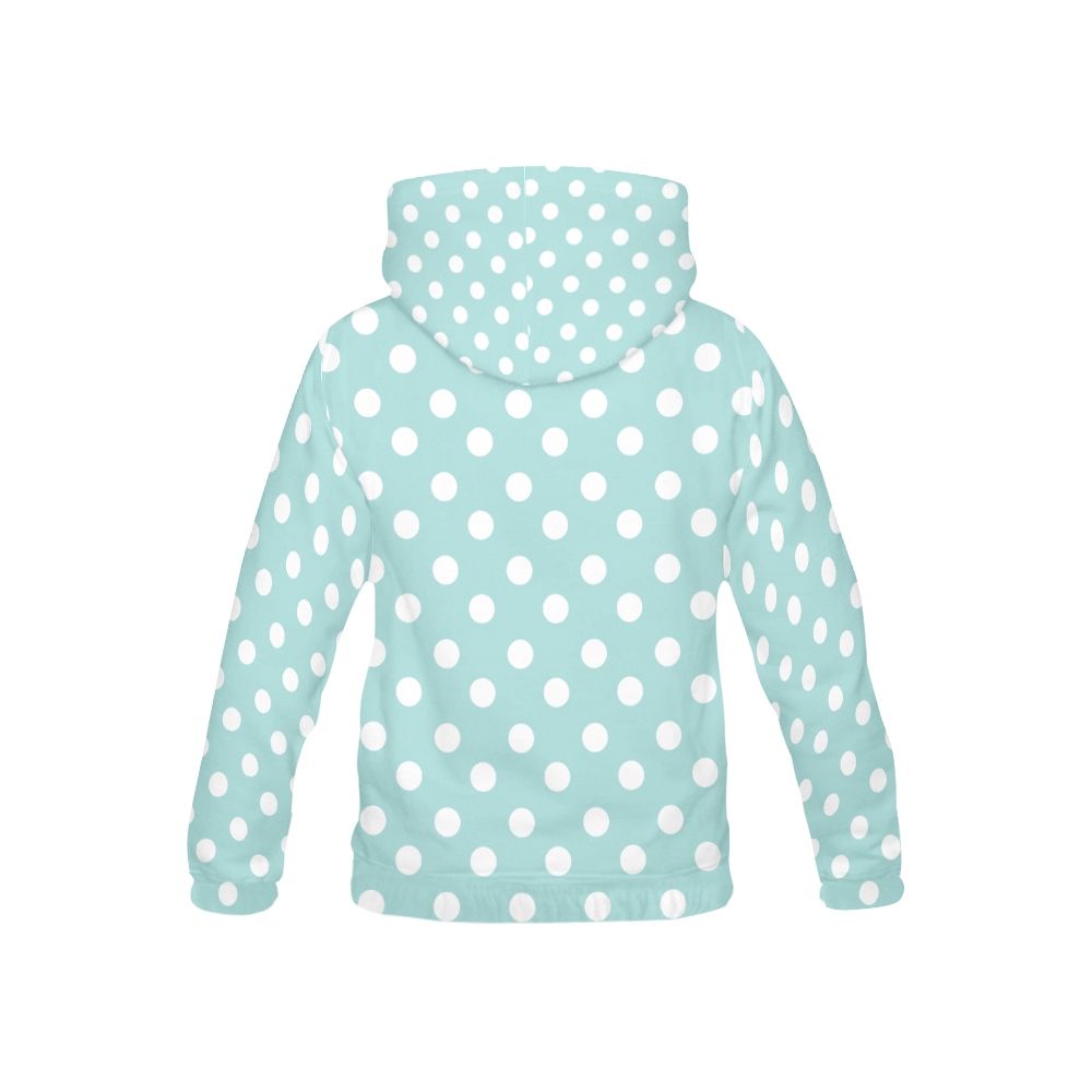 Light Blue Polka Dots All Over Print Hoodie for Kid (USA Size) (Model H13)