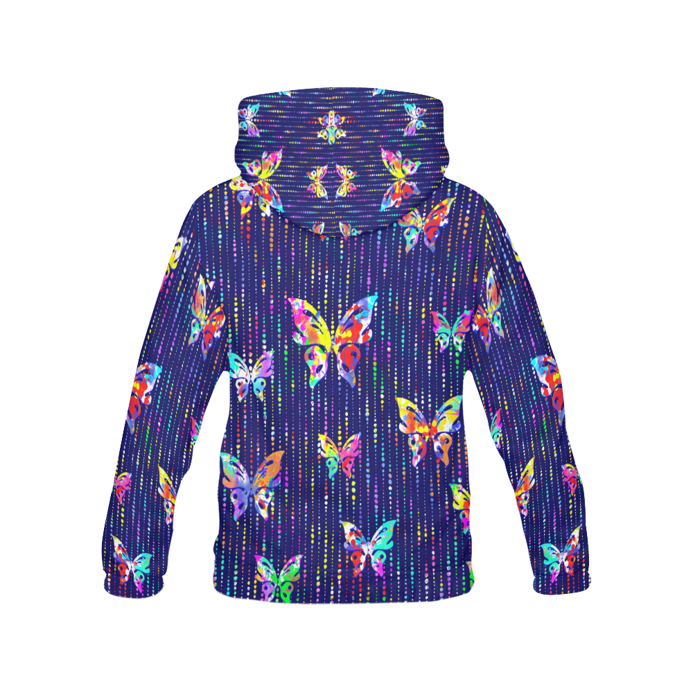 Butterflies On Dotted Lines Pattern All Over Print Hoodie for Men (USA Size) (Model H13)