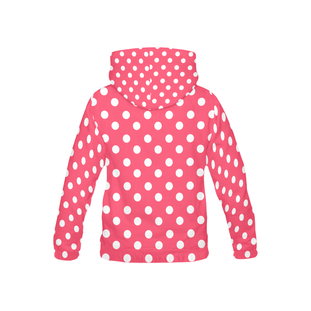 Indian Red Polka Dots All Over Print Hoodie for Kid (USA Size) (Model H13)