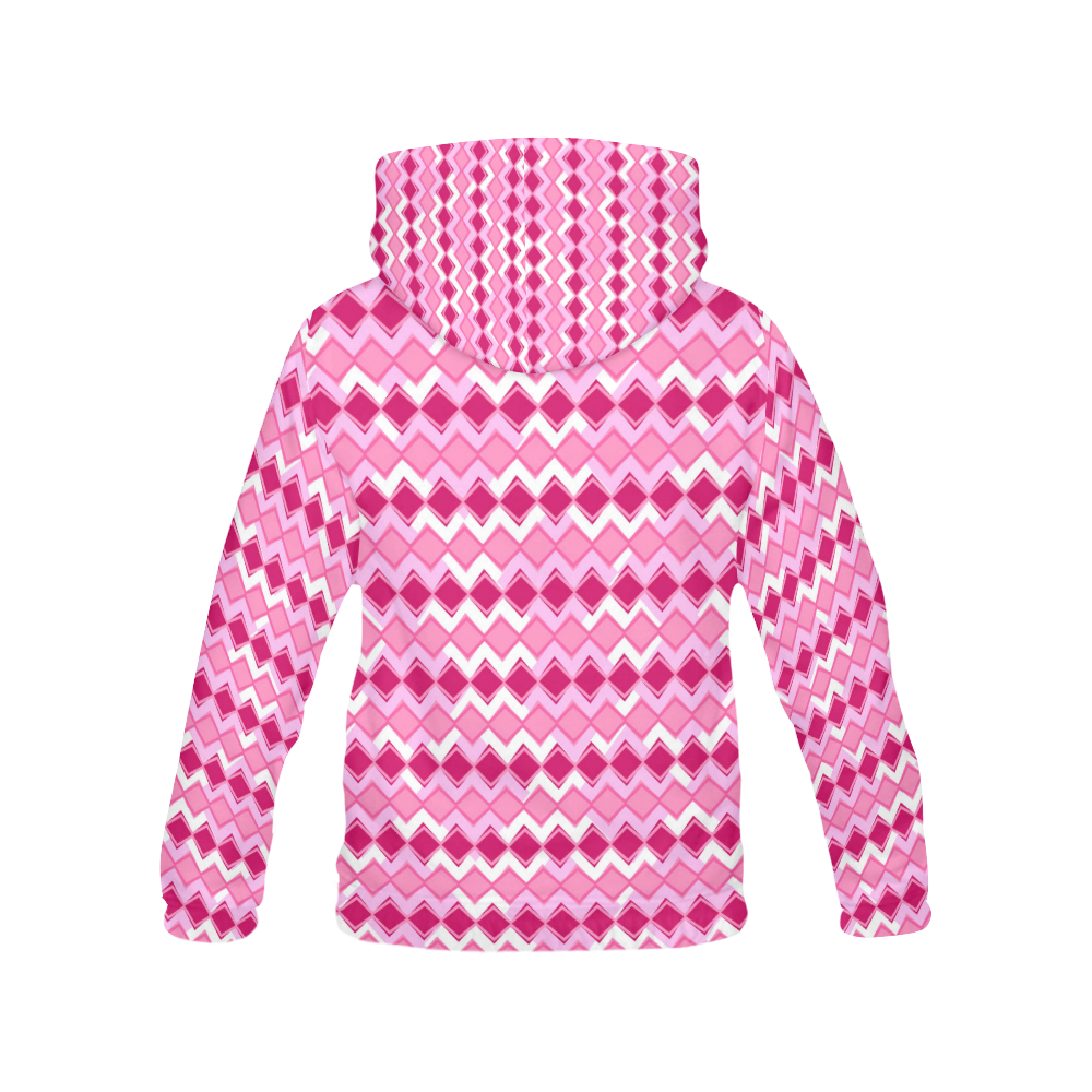 Pink Diamonds All Over Print Hoodie for Women (USA Size) (Model H13)