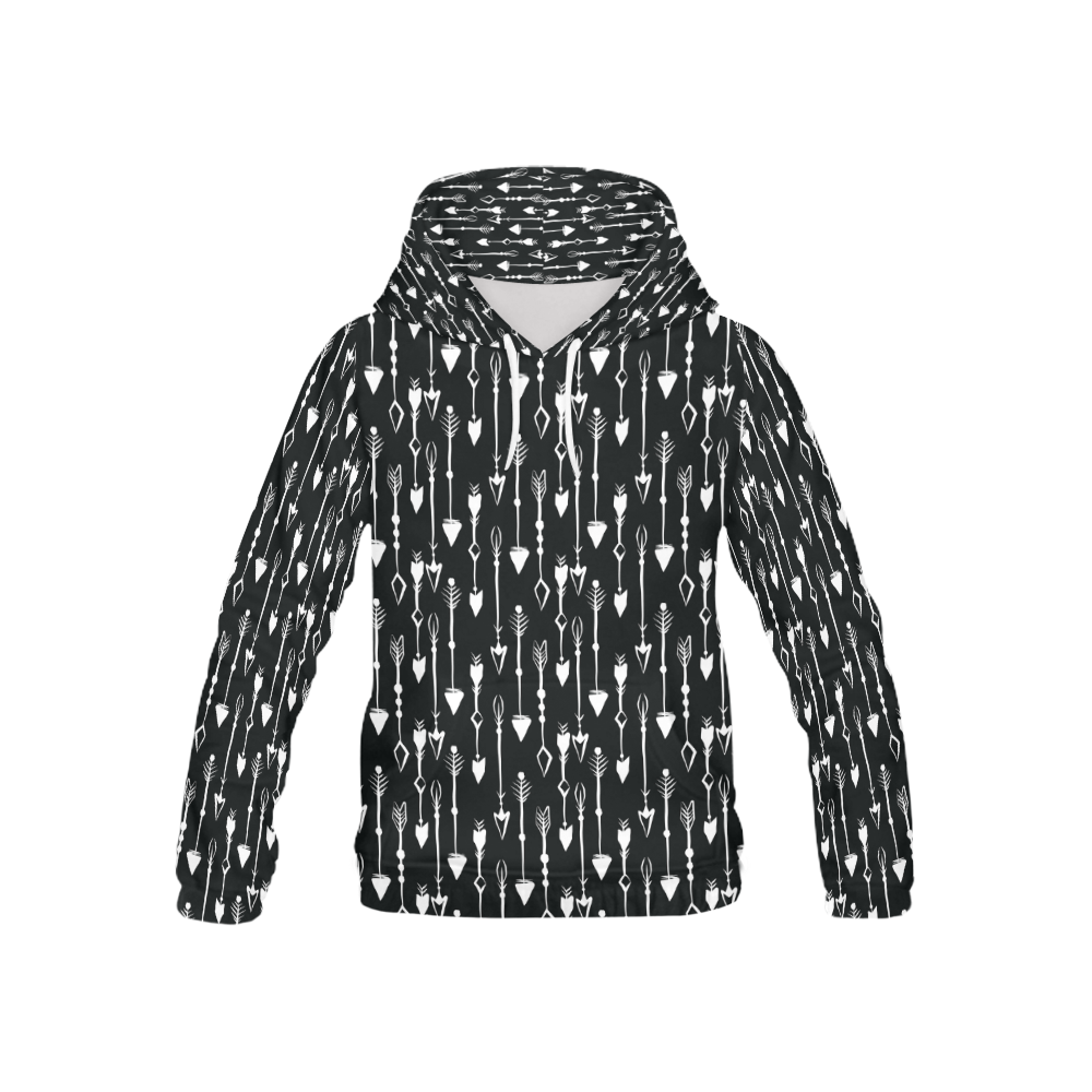 Black and White Arrows Pattern All Over Print Hoodie for Kid (USA Size) (Model H13)