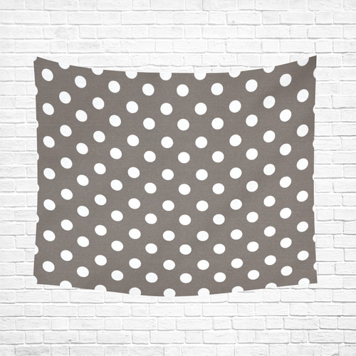 Beige Polka Dots Cotton Linen Wall Tapestry 60"x 51"