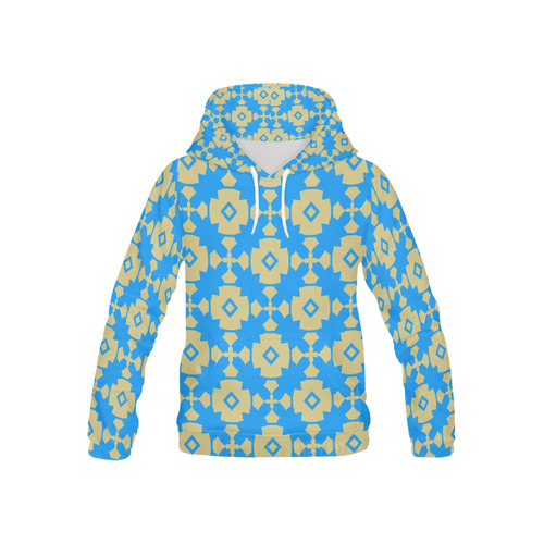 Blue Gold Geometric All Over Print Hoodie for Kid (USA Size) (Model H13)