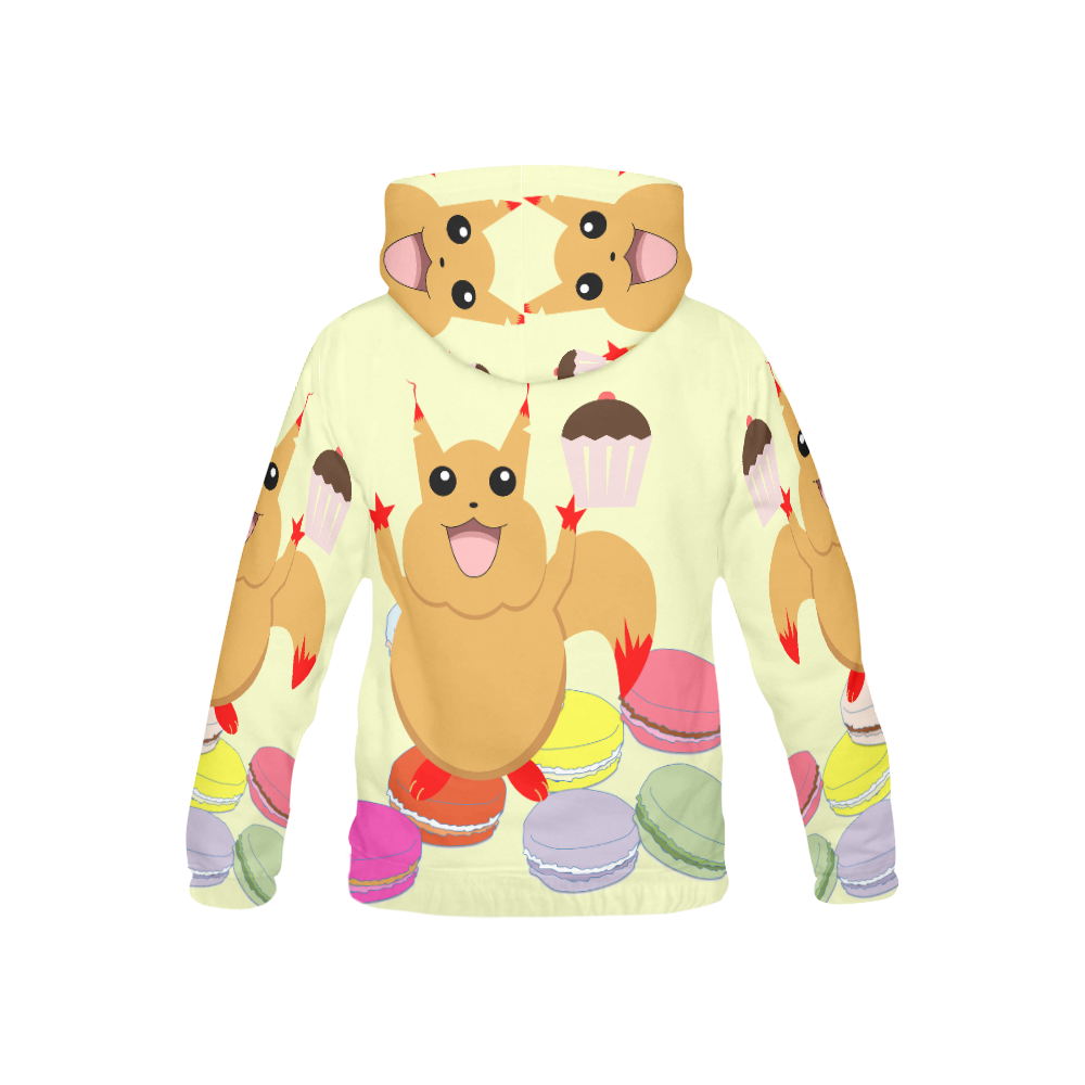 Kawaii Squirrel And Cakes All Over Print Hoodie for Kid (USA Size) (Model H13)