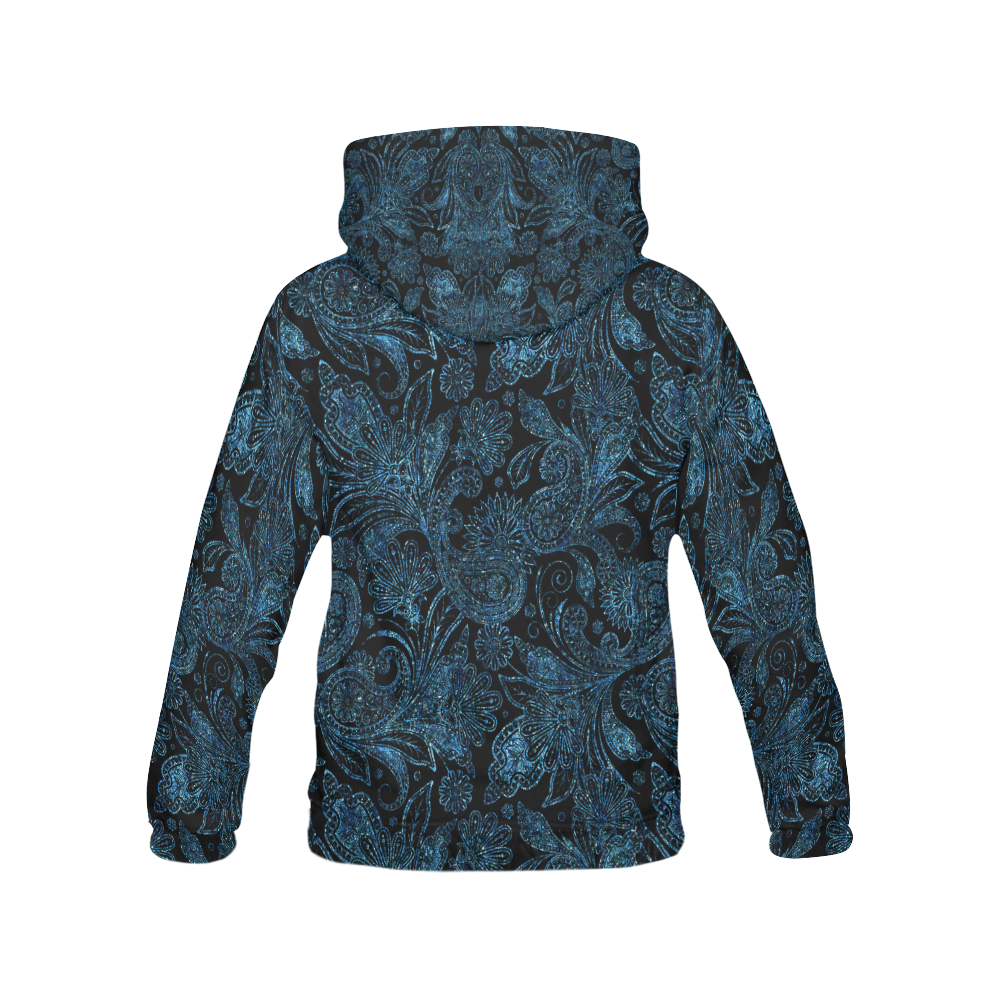 Elegant blue flower glitter look All Over Print Hoodie for Men (USA Size) (Model H13)