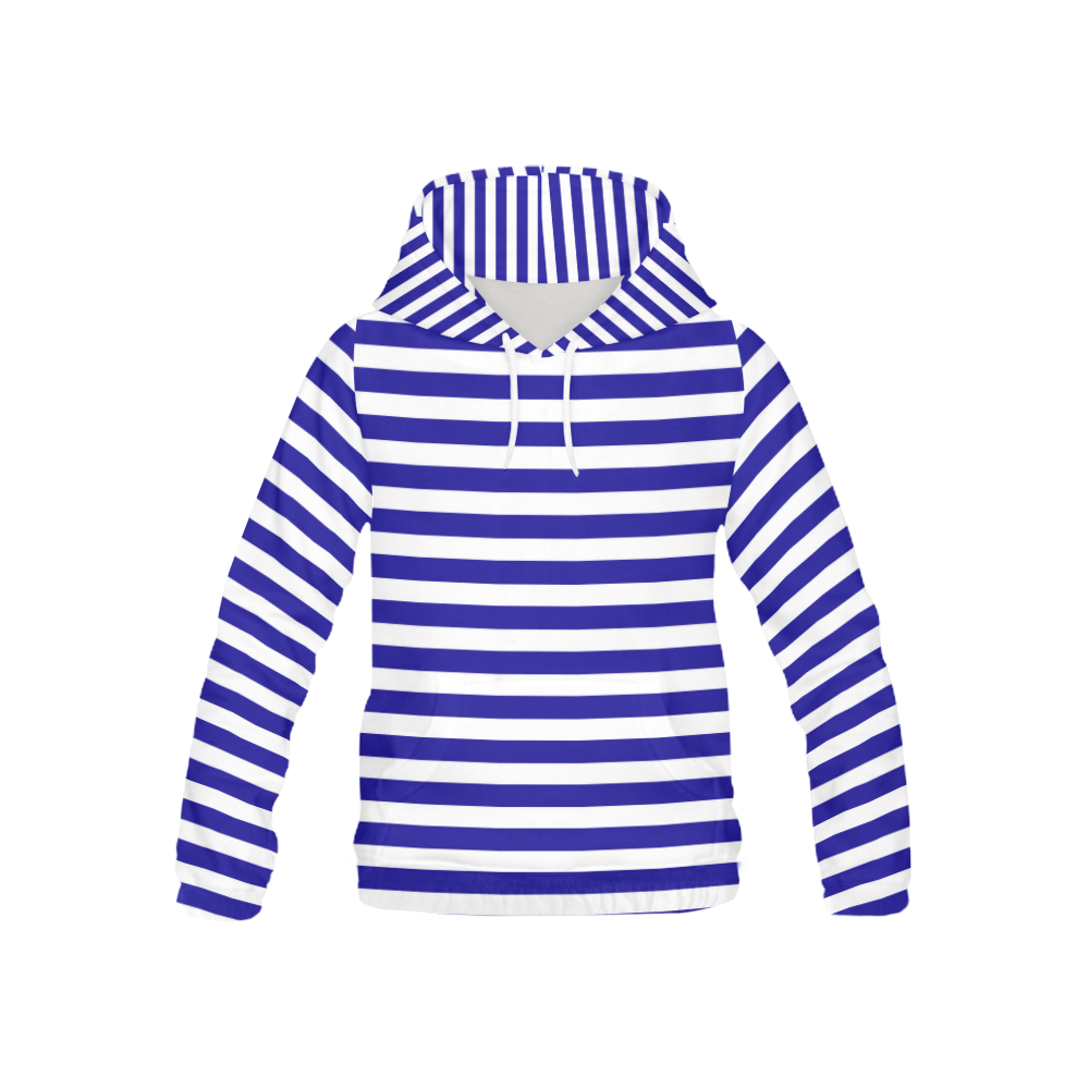 Wide White Flat Stripes Pattern All Over Print Hoodie for Kid (USA Size) (Model H13)
