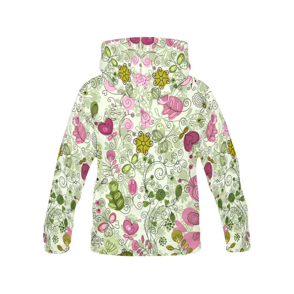 doodle flowers, flower All Over Print Hoodie for Women (USA Size) (Model H13)