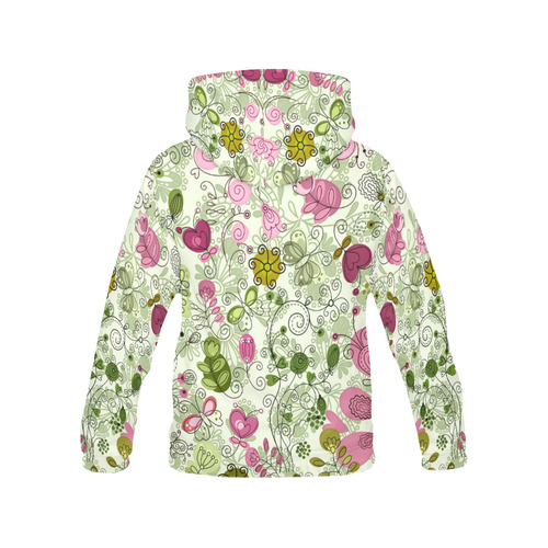 doodle flowers, flower All Over Print Hoodie for Women (USA Size) (Model H13)