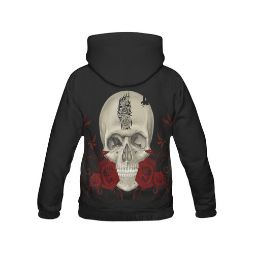 Gothic Skull With Tribal Tatoo All Over Print Hoodie for Women (USA Size) (Model H13)