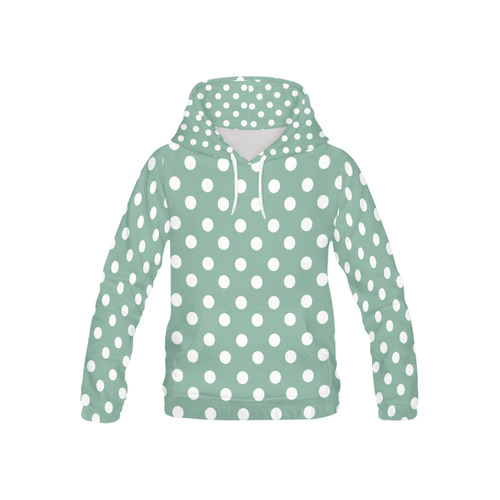 Mint Polka Dots All Over Print Hoodie for Kid (USA Size) (Model H13)