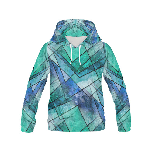 Aqua Shards All Over Print Hoodie for Women (USA Size) (Model H13)