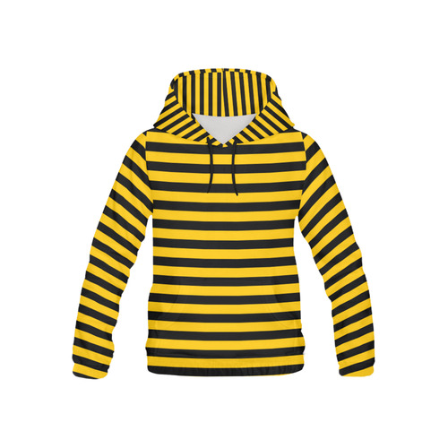 Wide Black Flat Stripes Pattern All Over Print Hoodie for Kid (USA Size) (Model H13)