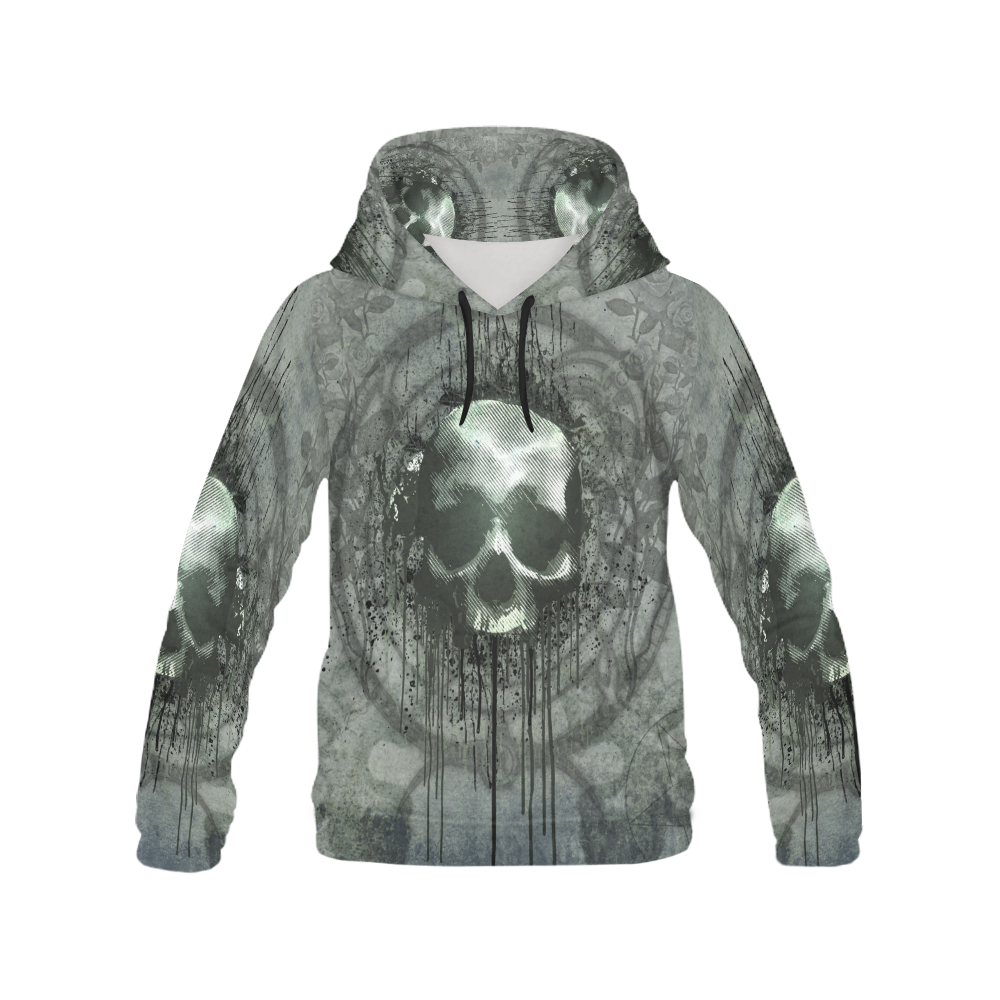 Awesome skull with bones and grunge All Over Print Hoodie for Men (USA Size) (Model H13)