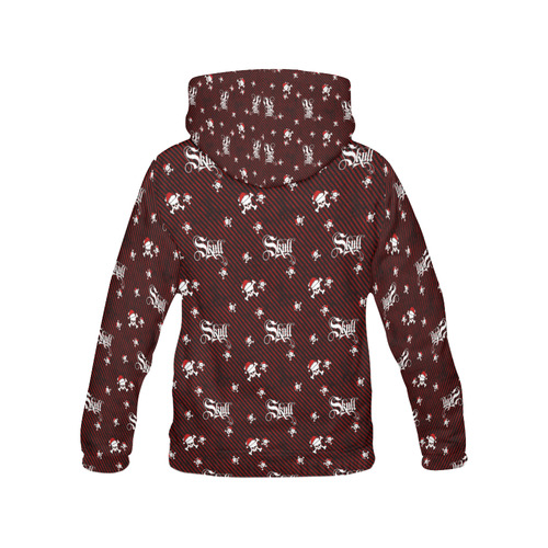 A funny gothic christmas skull with a santa hat All Over Print Hoodie for Women (USA Size) (Model H13)