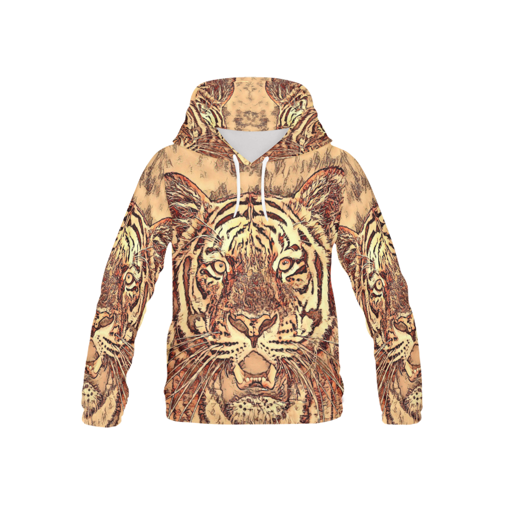 Animal ArtStudio Amazing Tiger by JamColors 3 All Over Print Hoodie for Kid (USA Size) (Model H13)