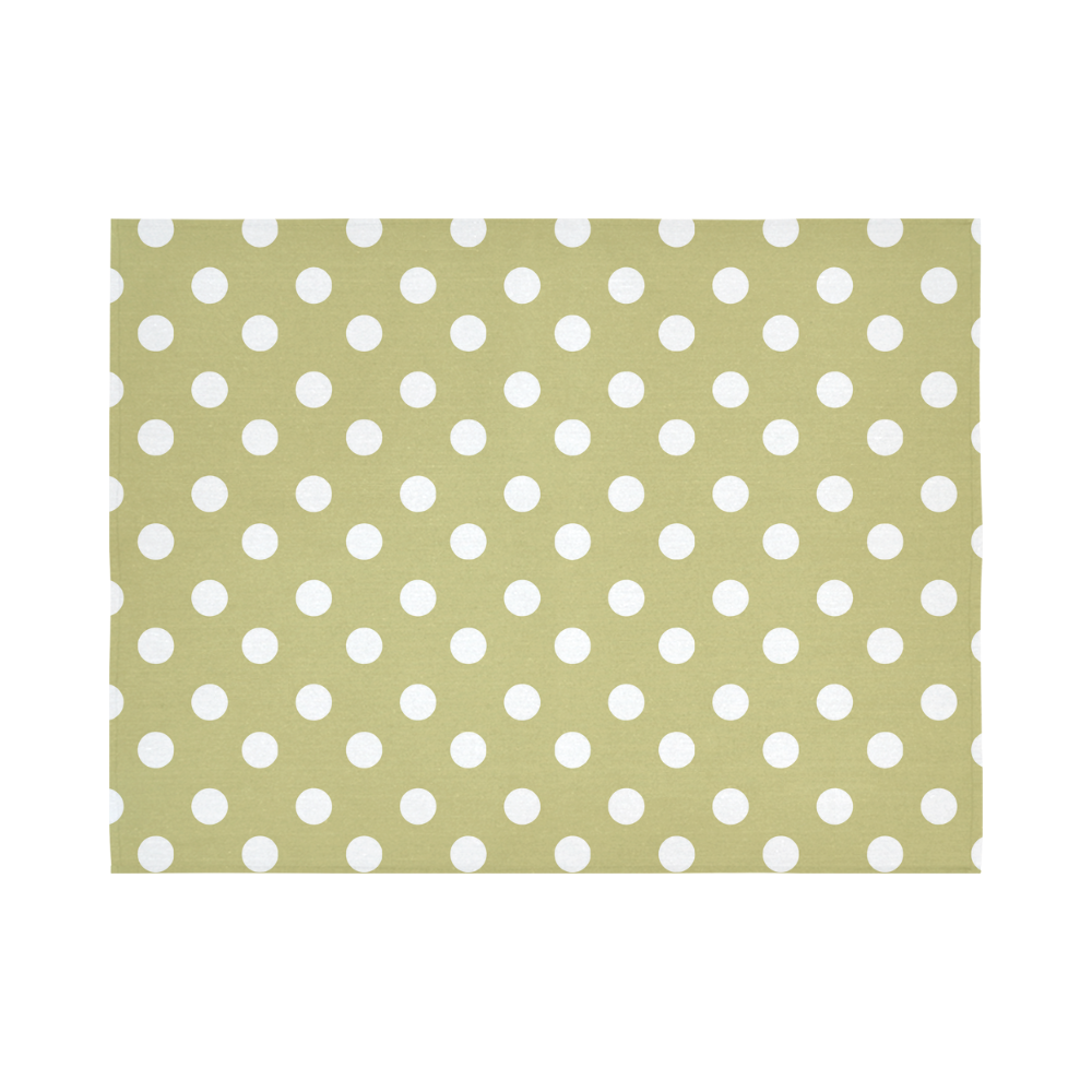 Olive Polka Dots Cotton Linen Wall Tapestry 80"x 60"