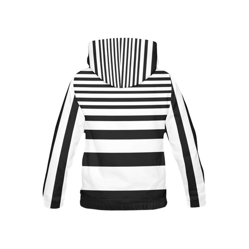 Black & White Stripes and Bars All Over Print Hoodie for Kid (USA Size) (Model H13)