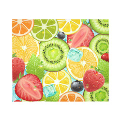 Strawberry Kiwi Orange Fruit Cotton Linen Wall Tapestry 60"x 51"