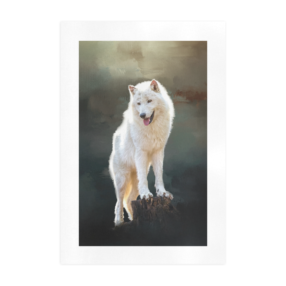 A wonderful painted arctic wolf Art Print 19‘’x28‘’
