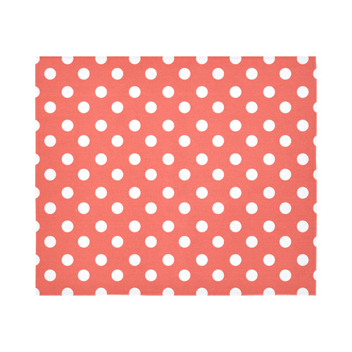 Orange Red Polka Dots Cotton Linen Wall Tapestry 60"x 51"