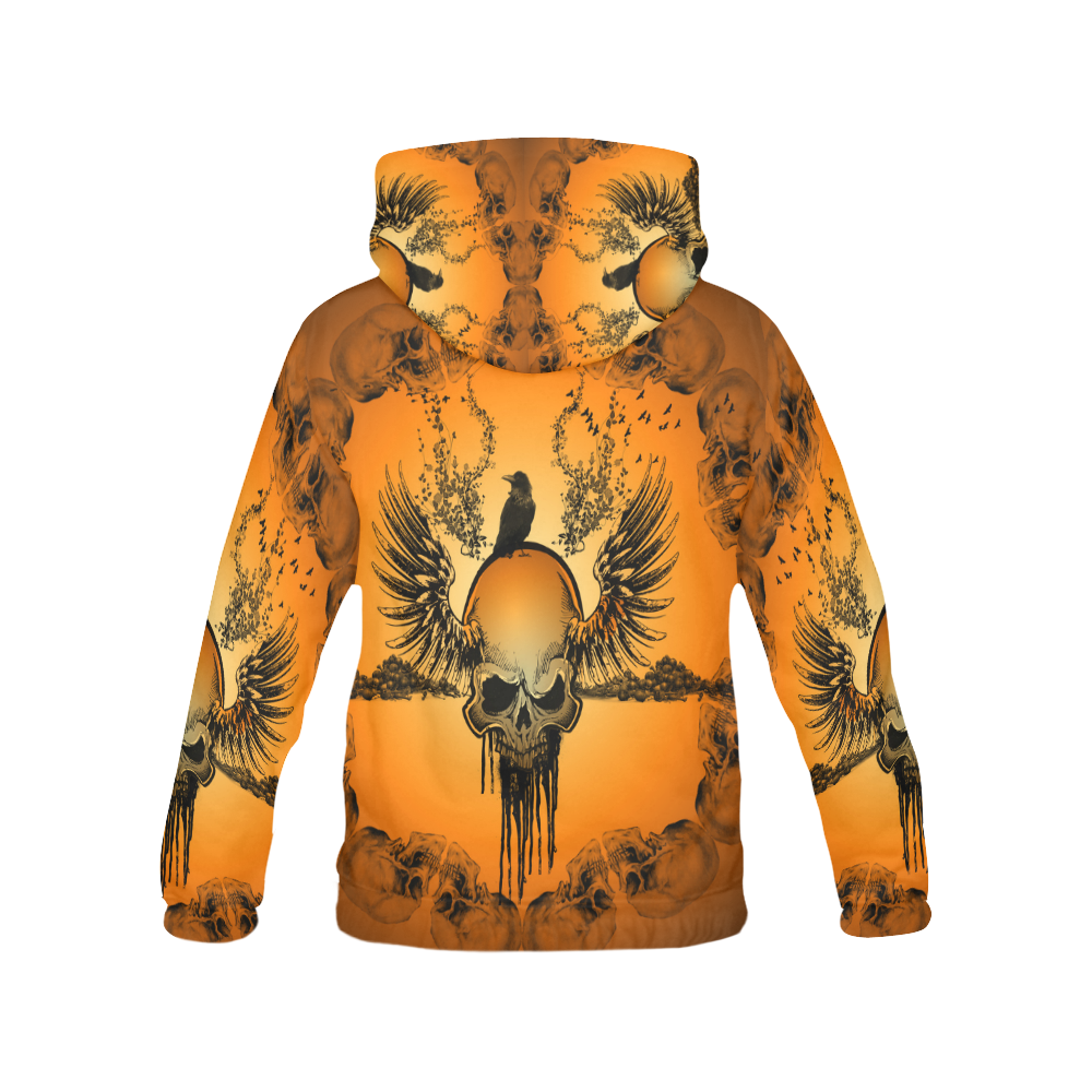 Amazing skull with crow All Over Print Hoodie for Men (USA Size) (Model H13)