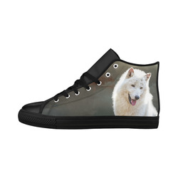 A wonderful painted arctic wolf Aquila High Top Microfiber Leather Women's Shoes/Large Size (Model 032)