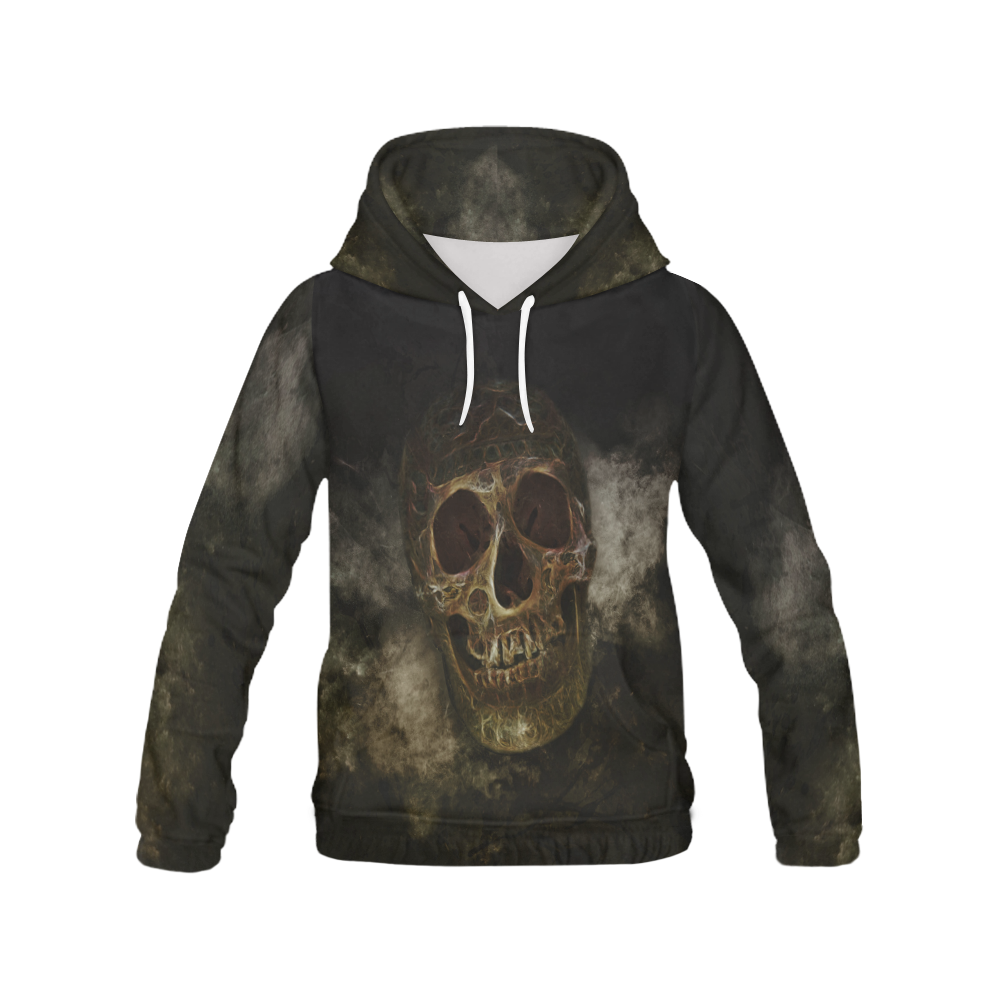 Mysterious  Golden Skull All Over Print Hoodie for Women (USA Size) (Model H13)