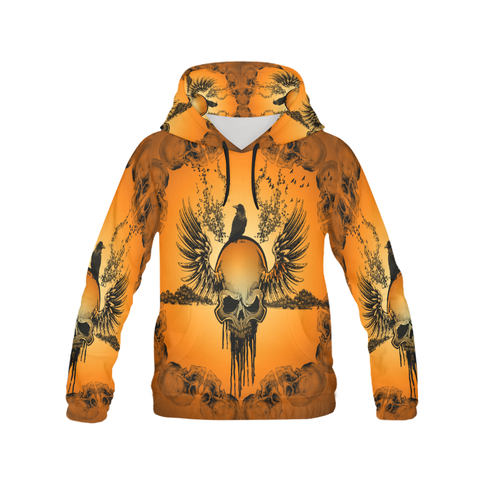 Amazing skull with crow All Over Print Hoodie for Men (USA Size) (Model H13)