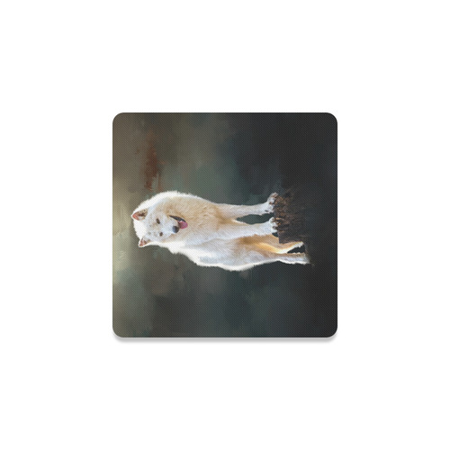 A wonderful painted arctic wolf Square Coaster